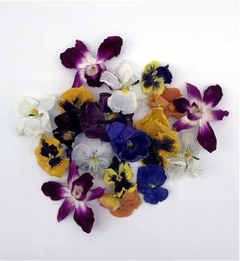 freeze dried pansies and orchids